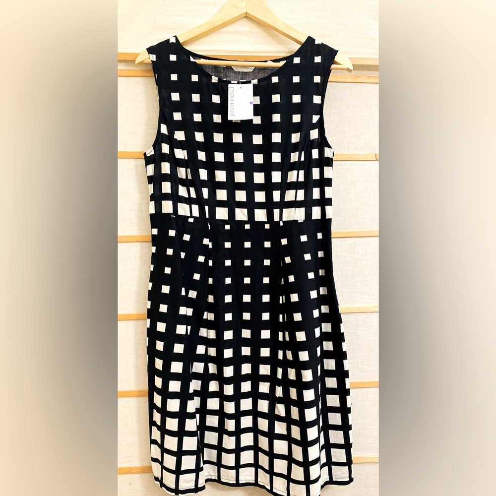 NWT | Promod Black and White Checkered Midi Dress